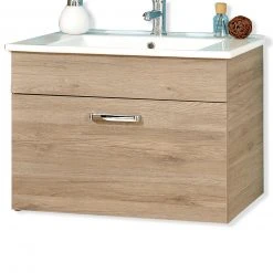 Waschtischunterschrank - Sanremo Eiche Terra - inklusive Waschtisch - 74 cm breit