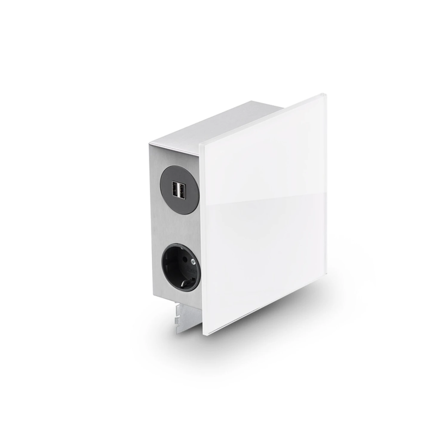 3-fach Steckdosenelement - weiß-silber - 2 USB-Anschlüsse 1 3-fach Steckdosenelement - weiß-silber - 2 USB-Anschlüsse