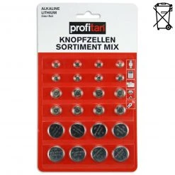 profitan 24er-Pack Knopfzellen-Sortiment - Alkaline - sortiert