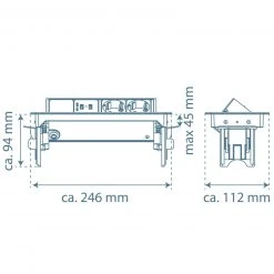 2-fach Steckdosenelement - schwarz-silber - USB - versenkbar -Baumarkt Verkaufsgeschäft 1059000400 05 1600Wx1600H
