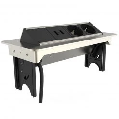 2-fach Steckdosenelement - schwarz-silber - USB - versenkbar