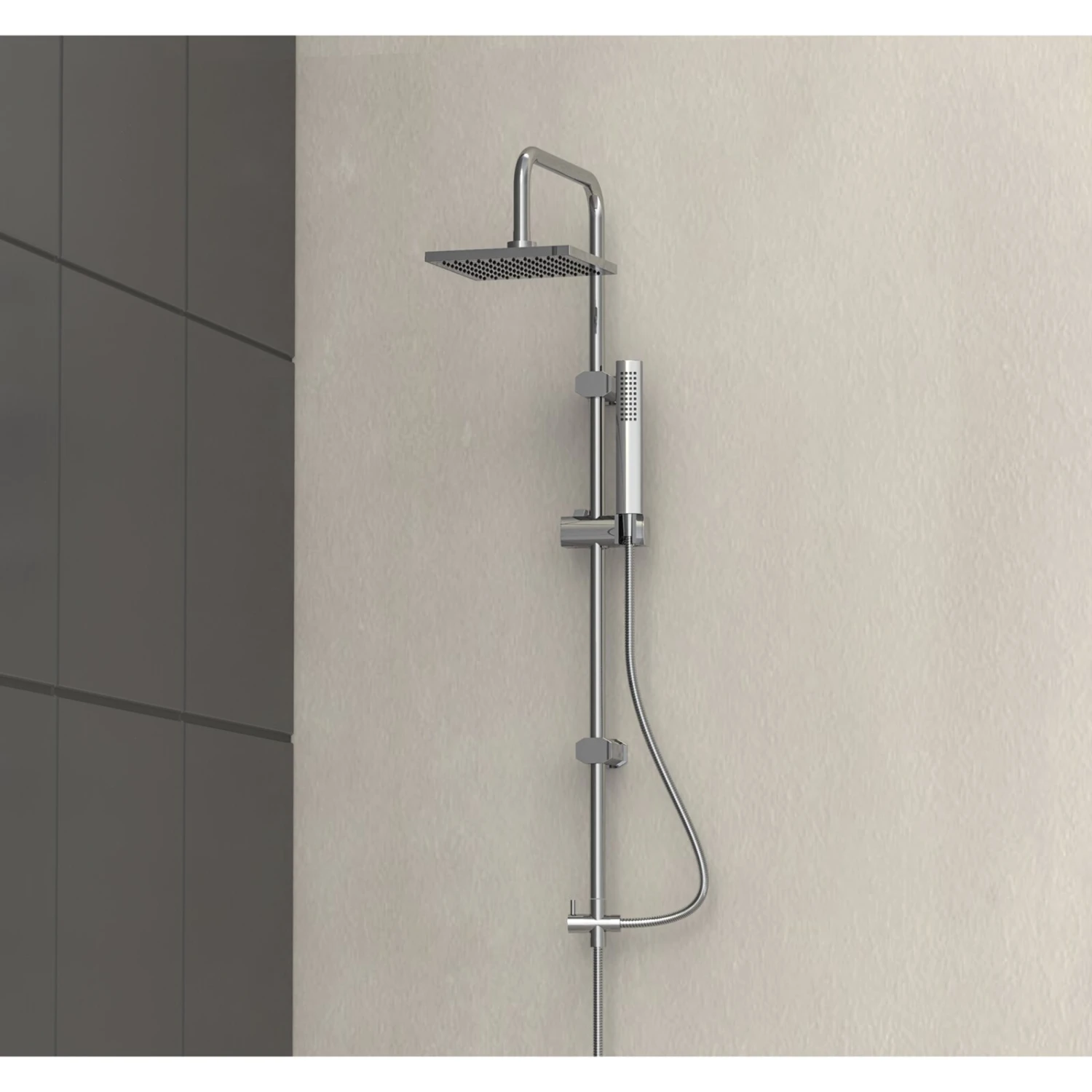 Duschbrause-Set - chrom - eckig - 99 cm 4 Duschbrause-Set - chrom - eckig - 99 cm – Bild 4