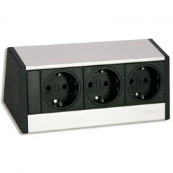 3-fach Steckdosen-Element EVO - schwarz-silber