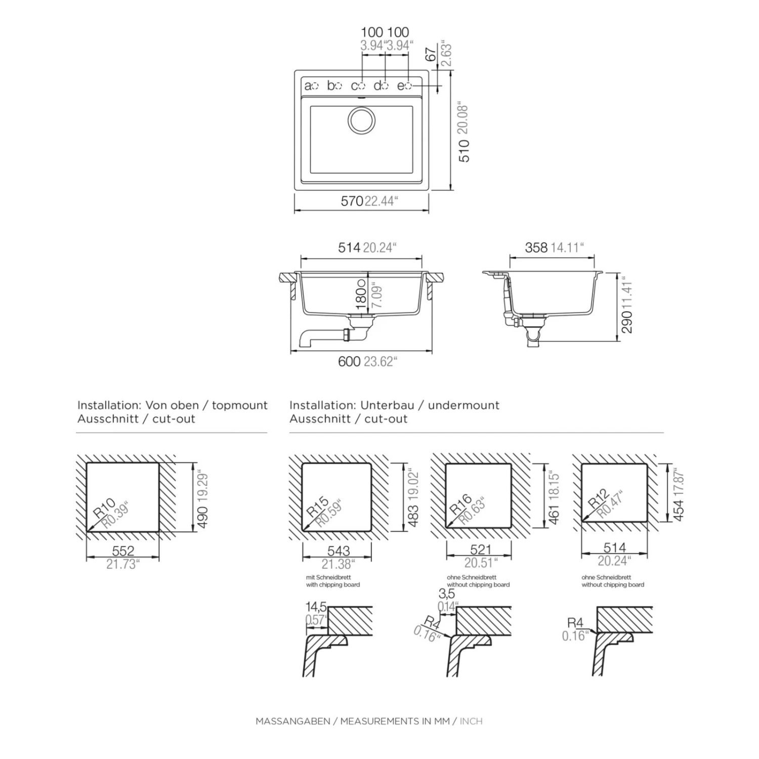 Einbauspüle - Inca - Cristalite - 57x51 cm 2 Einbauspüle - Inca - Cristalite - 57x51 cm – Bild 2