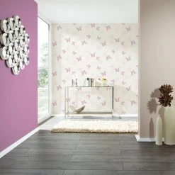 Vliestapete HAPPY SPRING - beige-violett - 10 Meter -Baumarkt Verkaufsgeschäft 2002001400 03 1600Wx1600H