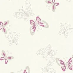 Vliestapete HAPPY SPRING - beige-violett - 10 Meter