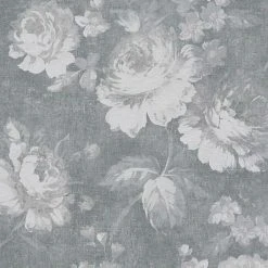 Vliestapete - Blumen - grau-weiß - 10 Meter