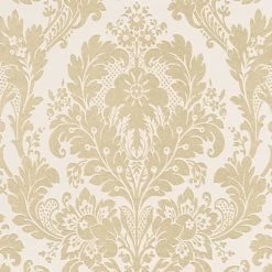 Vinyltapete KINGSTON - beige-weiß metallic - 10 Meter