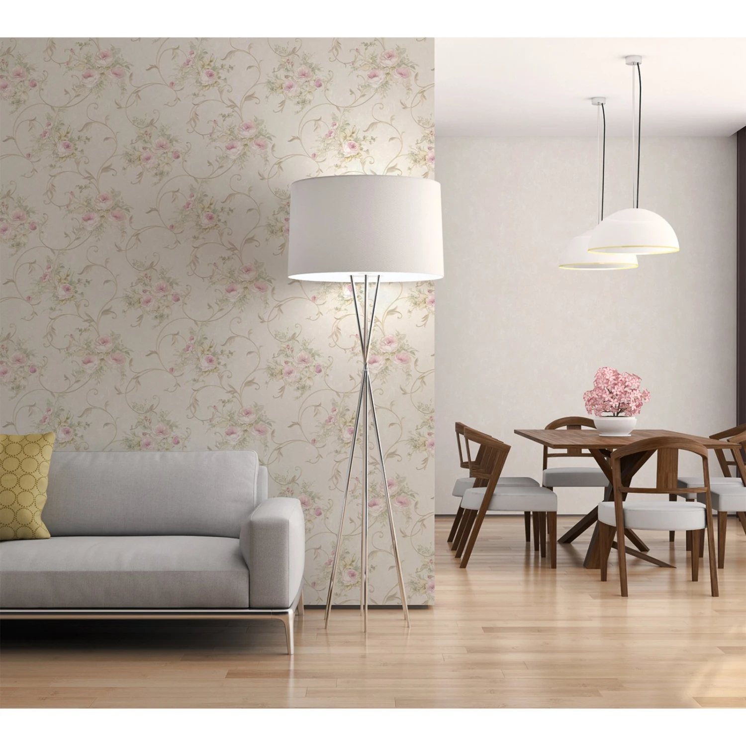 Vliestapete ROMANTICA 3 - creme-grün-rosa - 10 Meter 2 Vliestapete ROMANTICA 3 - creme-grün-rosa - 10 Meter – Bild 2