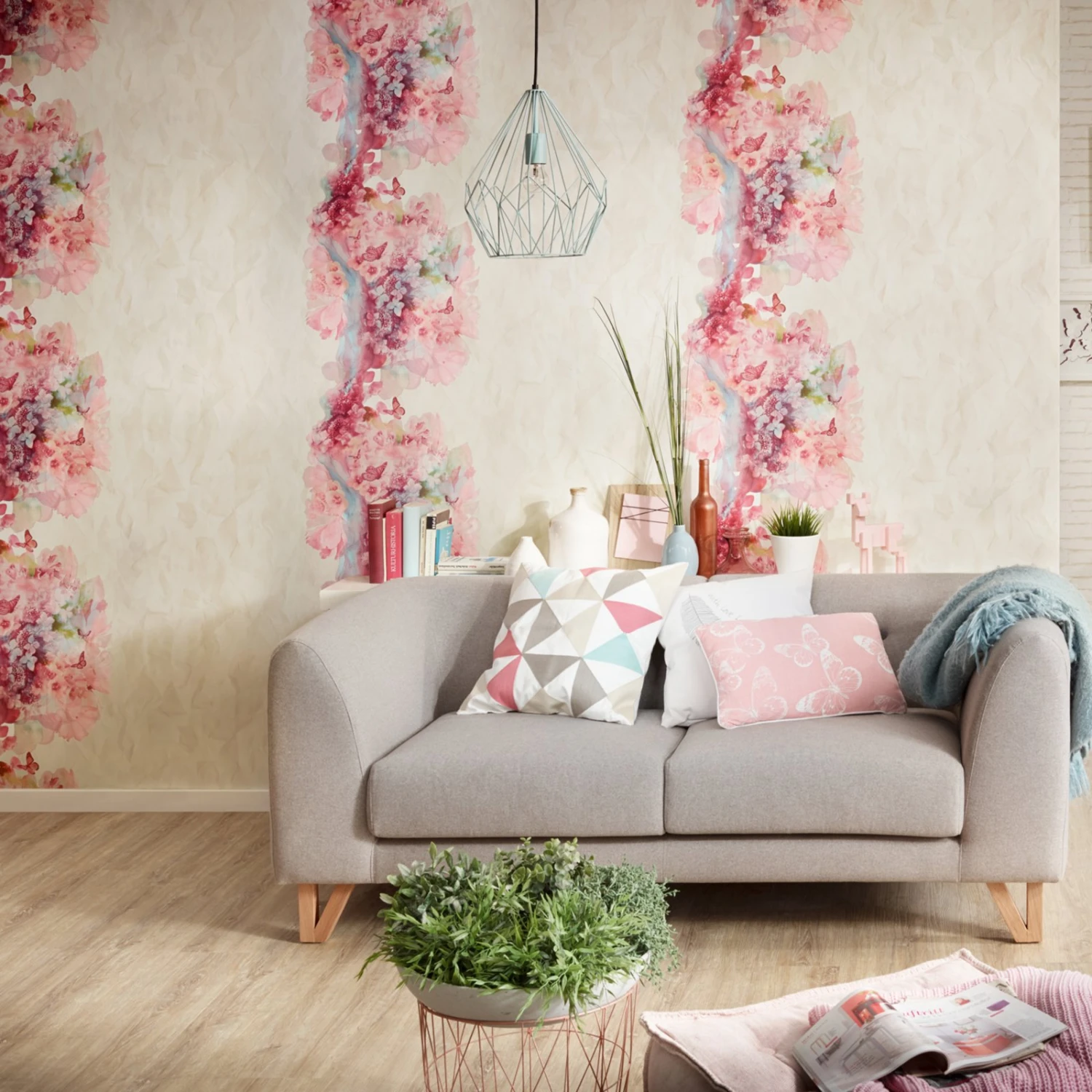 Vliestapete - beige-blau-rot - Nature - 10 Meter 3 Vliestapete - beige-blau-rot - Nature - 10 Meter – Bild 3