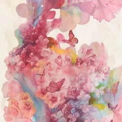 Vliestapete - beige-blau-rot - Nature - 10 Meter