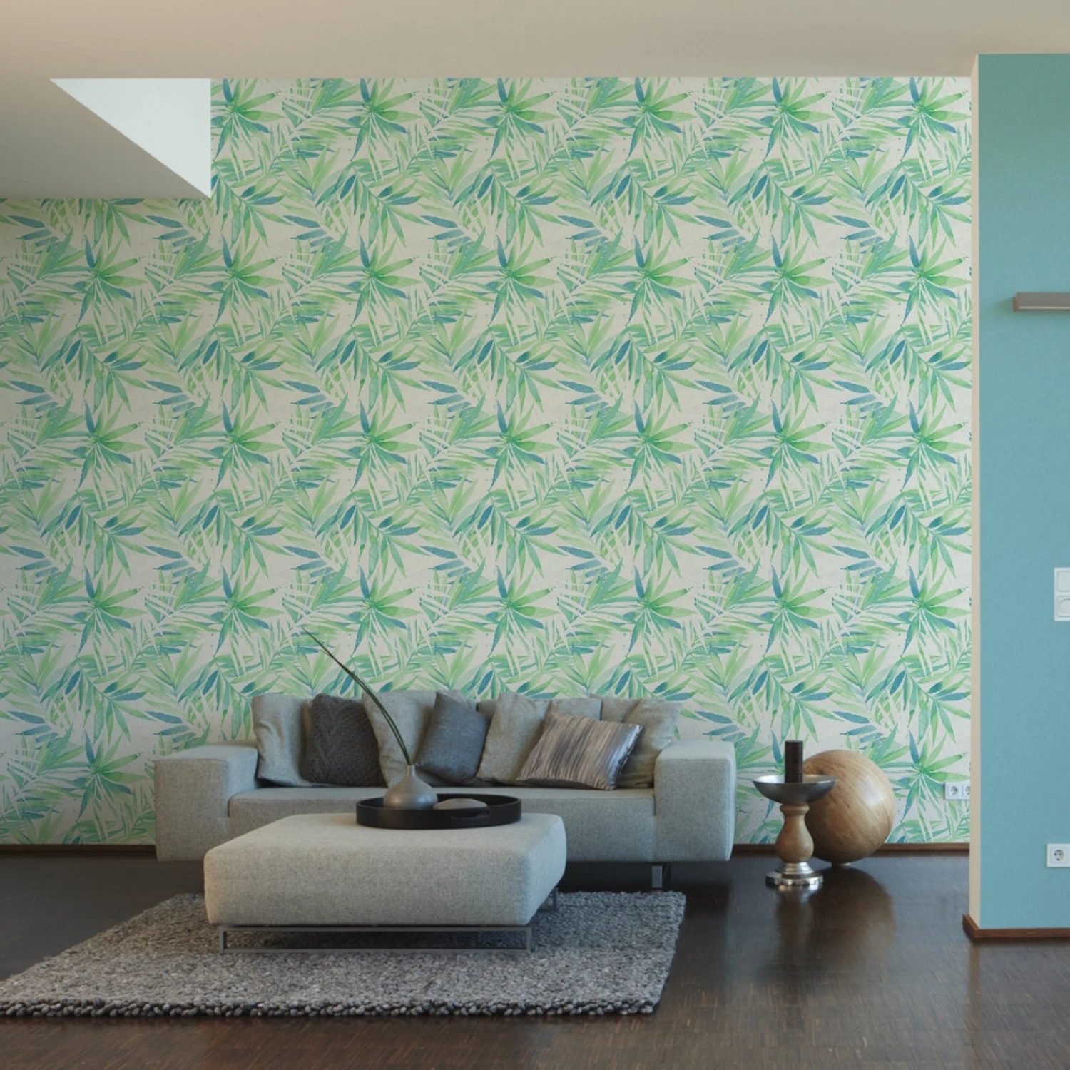 Vliestapete Designdschungel by Laura N.- blau-grün - 10 Meter 3 Vliestapete Designdschungel by Laura N.- blau-grün - 10 Meter – Bild 3