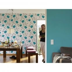 Tapete Vinyl - Blumen - türkis - 10,05 x 0,53 m -Baumarkt Verkaufsgeschäft 2002025500 03 1600Wx1600H