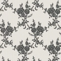 Vinyltapete - schwarz-weiß - Barockblume - 10 Meter