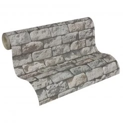 Papiertapete - Stein - grau - 10 Meter