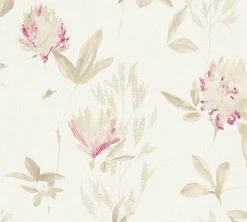 Vliestapete Designdschungel by Laura N.- beige metallic violett - Blumen - 10 Meter