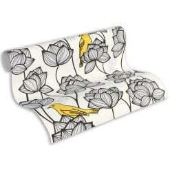 Vliestapete - weiß - floral - 10 Meter