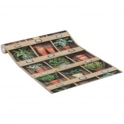 Vliestapete - braun-grün-rot - Kräuter - 10 Meter