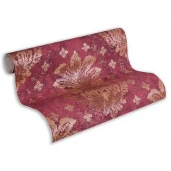 Vliestapete - rot-gold - 10 Meter