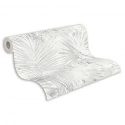 Vliestapete - floral - weiß-grau - 10 Meter