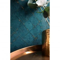 Vinyltapete Emotion Graphic - blau-gold - 10,05 Meter -Baumarkt Verkaufsgeschäft 2002051000 03 1600Wx1600H