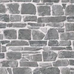 Tapete Papier - grau - Steinoptik