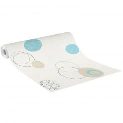Vliestapete - beige-blau - Kreise - 10 Meter