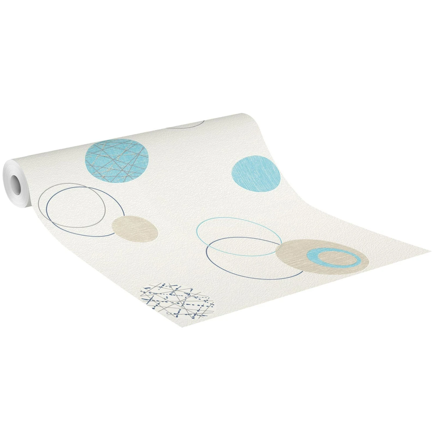 Vliestapete - beige-blau - Kreise - 10 Meter 1 Vliestapete - beige-blau - Kreise - 10 Meter