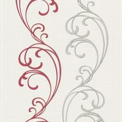 Vliestapete - rot-silber - Ornamente - 10 Meter