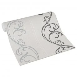 Vliestapete - grau-schwarz - Ornamente - 10 Meter