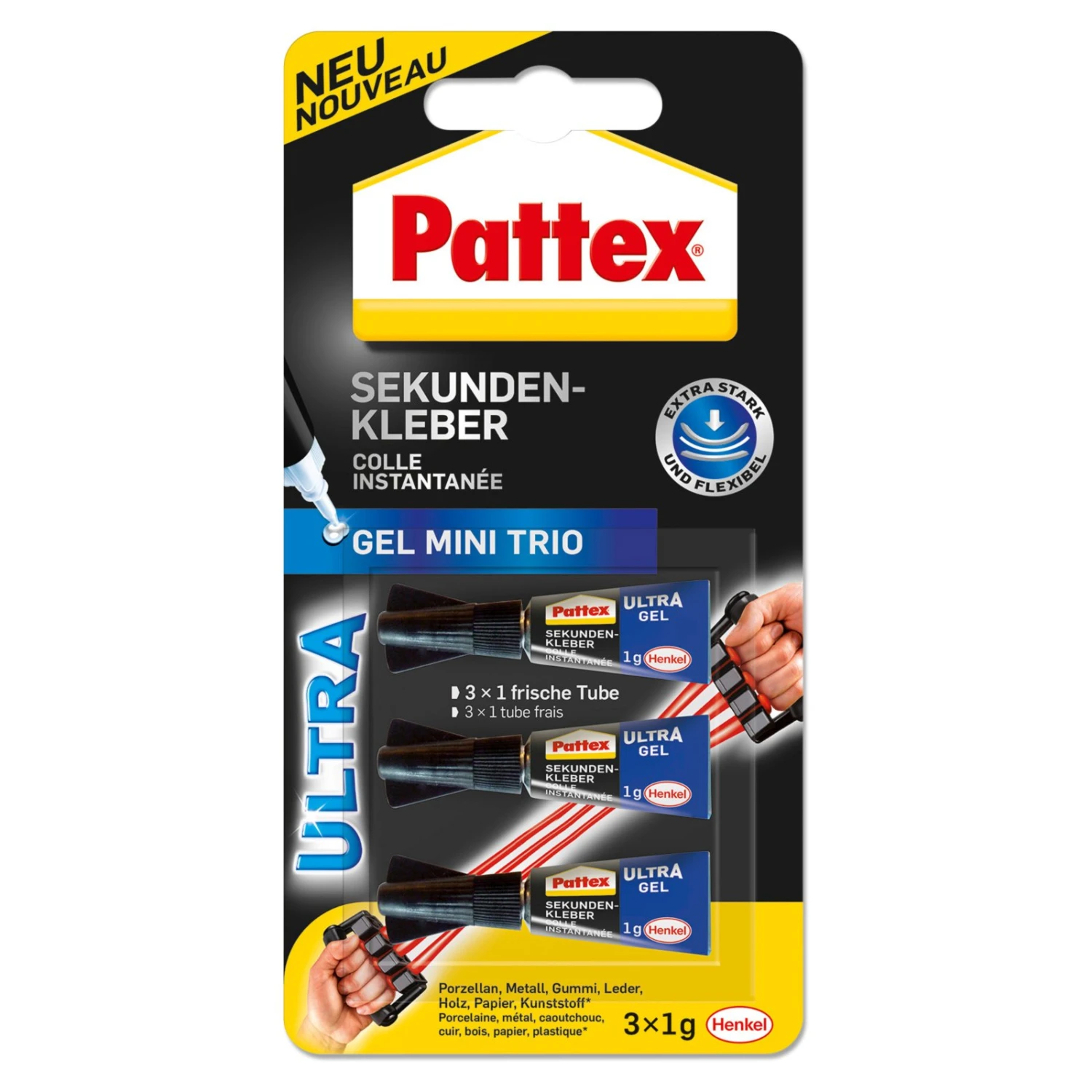 Pattex GEL MINI TRIO - Sekundenkleber - 3x 1 g 1 Pattex GEL MINI TRIO - Sekundenkleber - 3x 1 g