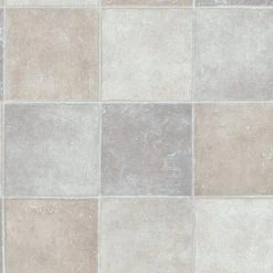 PVC-Bodenbelag - Fliese grau-beige - 2 Meter breit