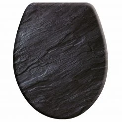 WC-Sitz - schwarz - Holz - Schieferoptik