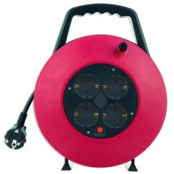 Kabeltrommel - schwarz-rot - 4 Steckdosen - 10 Meter