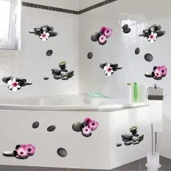 Wandtattoo - Steine - rosa-grau - selbstklebend