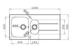 Einbauspüle CONCERTO - Edelstahl-Glas - Unterschränke ab 60 cm -Baumarkt Verkaufsgeschäft 9000076400 03 1600Wx1600H
