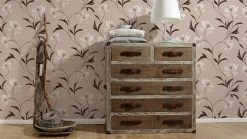 Vinyltapete ATLANTA - braun-creme - Blumen - 10 Meter -Baumarkt Verkaufsgeschäft 9000980500 03 1600Wx1600H