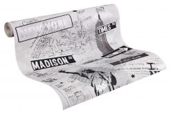 Tapete BOYS & GIRLS 5 - hellgrau - New York - 10 Meter -Baumarkt Verkaufsgeschäft 9001017300 04 1600Wx1600H