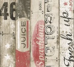 Tapete BOYS & GIRLS 5 - beige-rot - Planken - 10 Meter