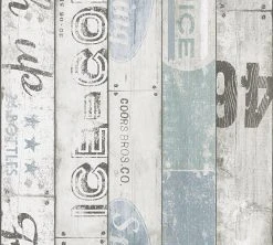 Tapete BOYS & GIRLS 5 - beige-blau - Planken - 10 Meter