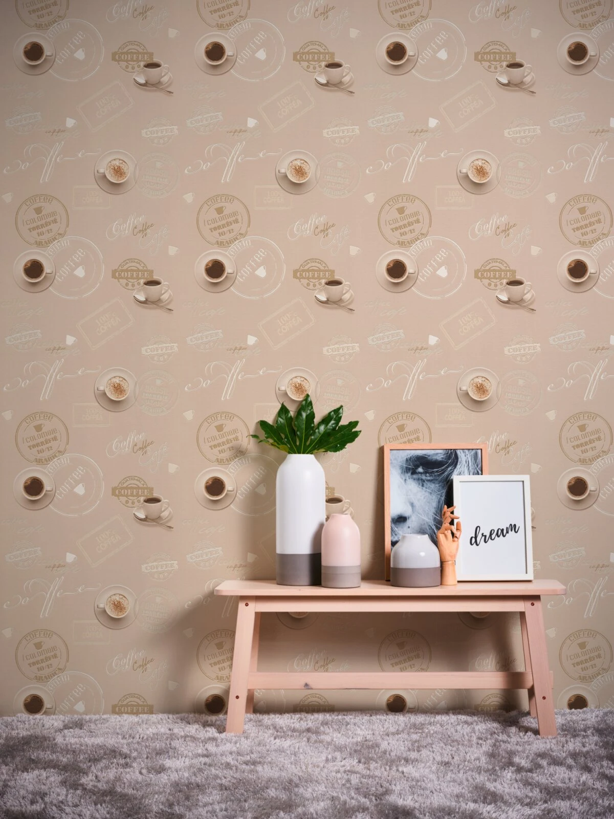 Vinyltapete SIMPLY DECOR - Kaffee - beige-braun - 10 Meter 2 Vinyltapete SIMPLY DECOR - Kaffee - beige-braun - 10 Meter – Bild 2