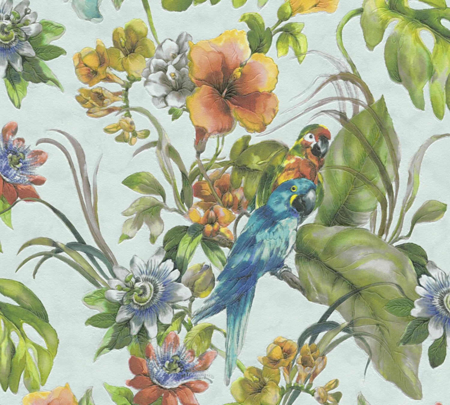 Vinyltapete FARO 4 - Pflanzen - blau-bunt - 10 Meter 1 Vinyltapete FARO 4 - Pflanzen - blau-bunt - 10 Meter