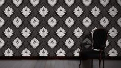 Vliestapete BLING BLING - schwarz-weiß - Barock - 10 Meter -Baumarkt Verkaufsgeschäft 9001288700 03 1600Wx1600H