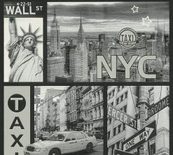 Vinyltapete FARO 4 - New York - schwarz-weiß - 10 Meter
