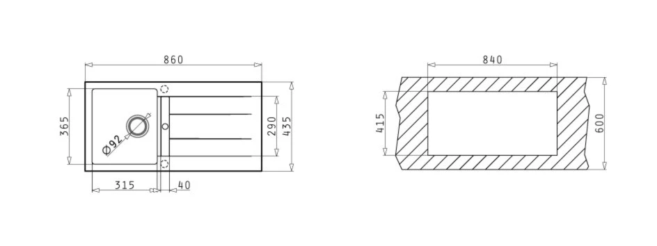 Einbauspüle ATHLOS - Pyragranite - weiß - Unterschränke ab 45 cm 2 Einbauspüle ATHLOS - Pyragranite - weiß - Unterschränke ab 45 cm – Bild 2