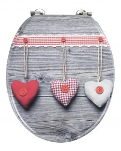 WENKO WC-Sitz BAVARIAN HEARTS - grau-rot