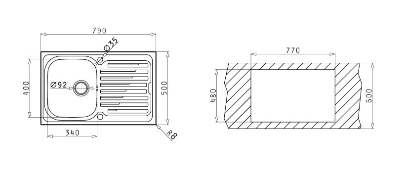 Einbauspüle AMALTIA - Edelstahl glatt - Unterschränke ab 45 cm 2 Einbauspüle AMALTIA - Edelstahl glatt - Unterschränke ab 45 cm – Bild 2
