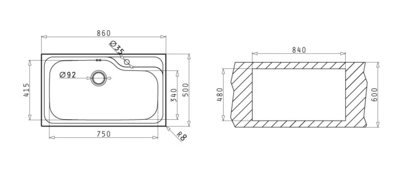 Einbauspüle TITAN - Edelstahl poliert - Unterschränke ab 90 cm 2 Einbauspüle TITAN - Edelstahl poliert - Unterschränke ab 90 cm – Bild 2