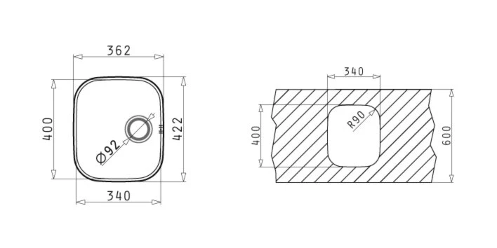 Unterbaubecken IRIS - Edelstahl - für Unterschränke ab 40 cm 2 Unterbaubecken IRIS - Edelstahl - für Unterschränke ab 40 cm – Bild 2