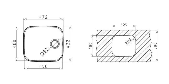 Unterbaubecken IRIS - Edelstahl - für Unterschränke ab 50 cm 2 Unterbaubecken IRIS - Edelstahl - für Unterschränke ab 50 cm – Bild 2